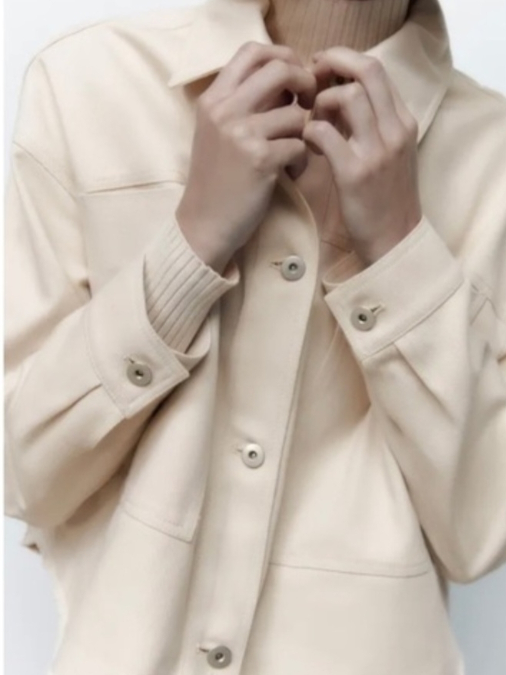 Zara Cream Button-Front Fringe Jacket - Picture 3 of 14